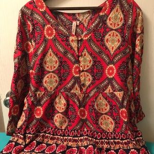 Red Camel Pattern Blouse